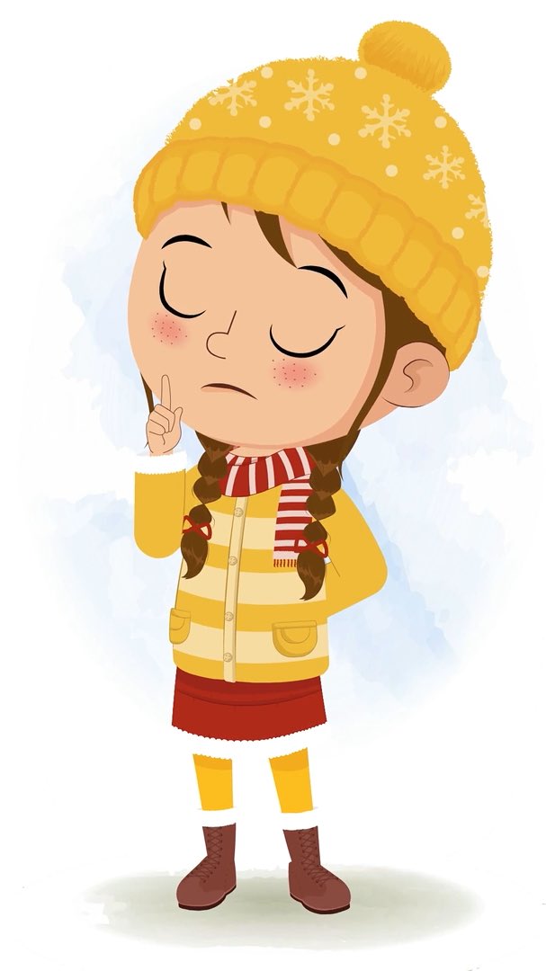 A cute girl in winter clothes saying no animated cartoon character aka nancy