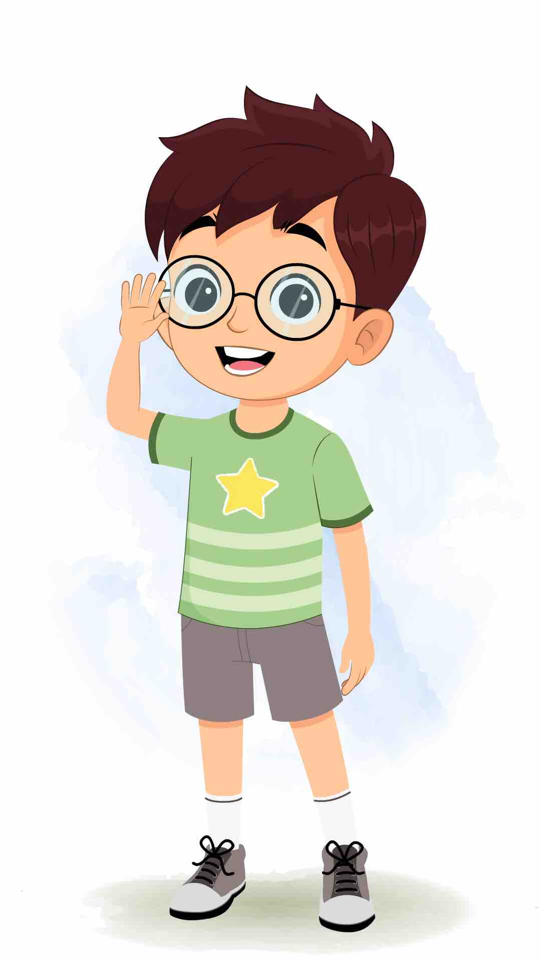 A cute boy saying hello animated cartoon character aka harry