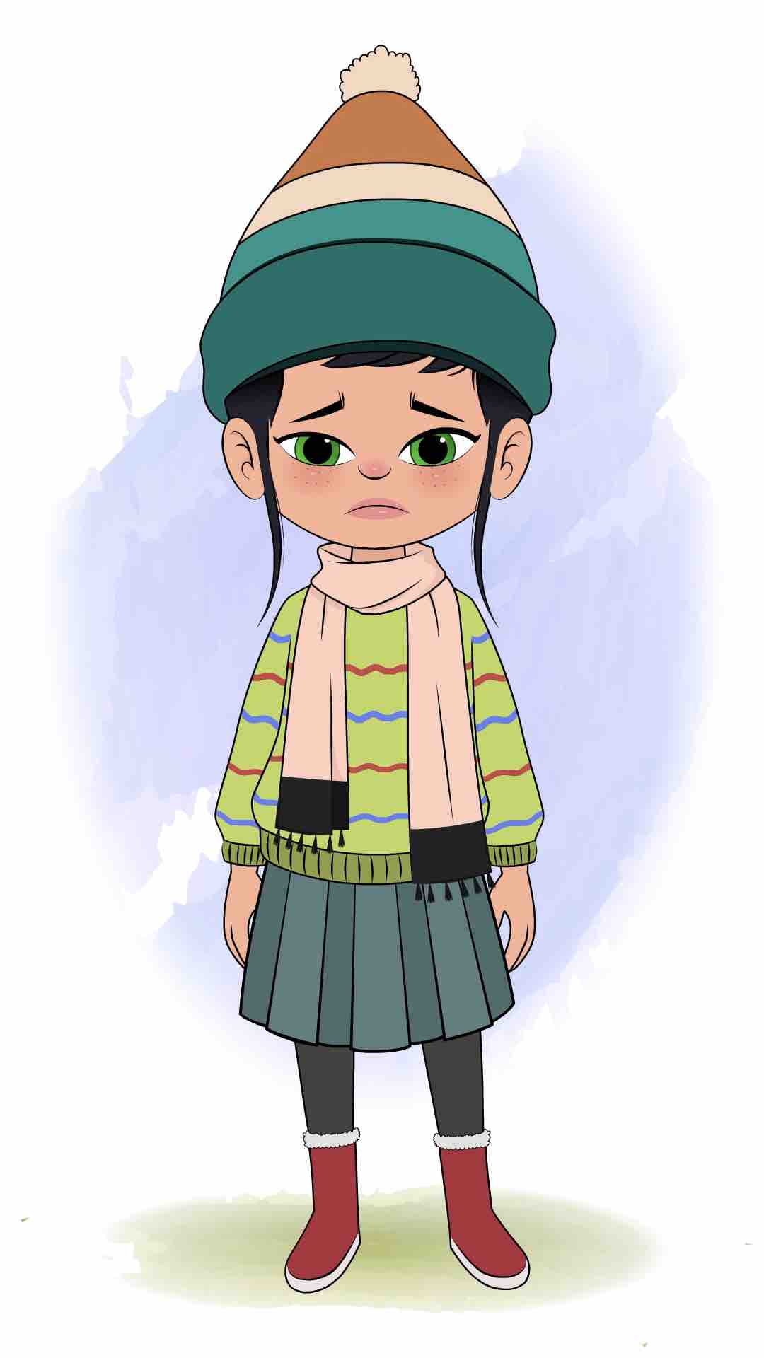 A cute girl sad animated cartoon character aka micki