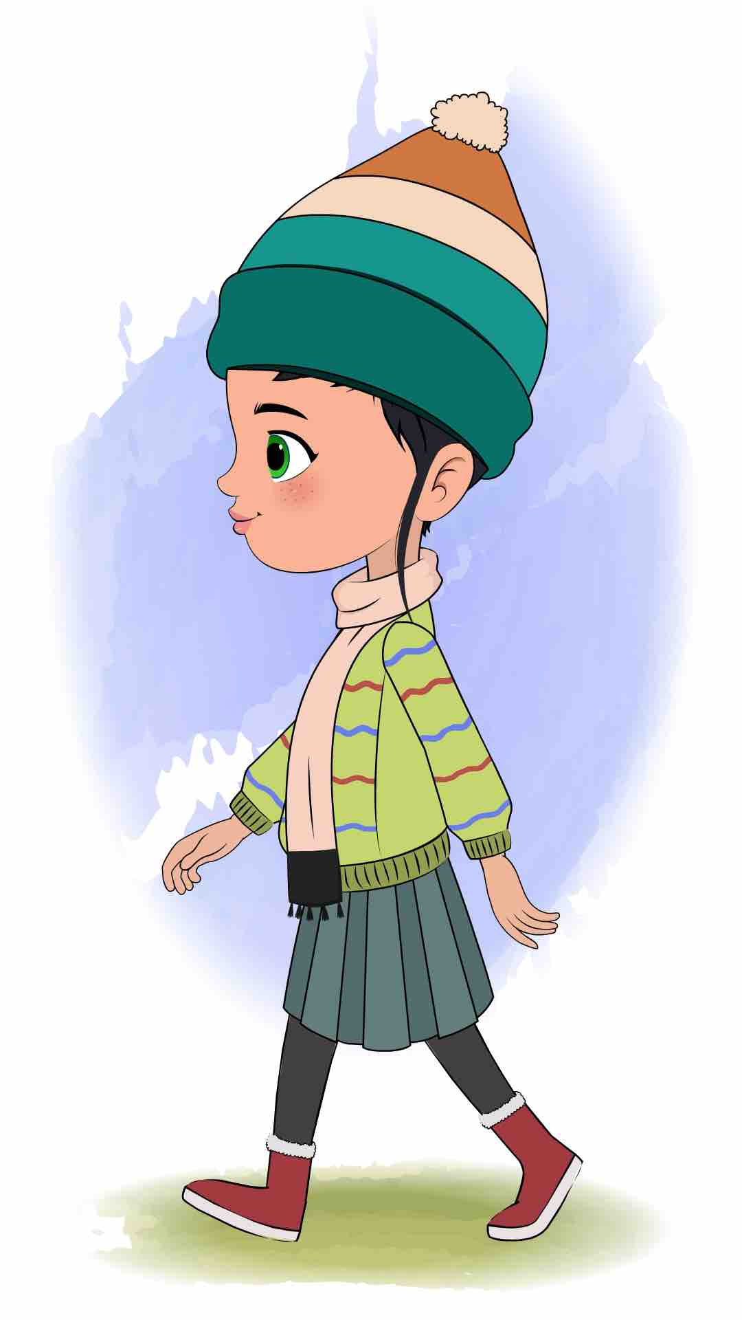 A cute girl walking side view animated cartoon character aka micki,girl side walking,girl profile walking,girl walking,kid side walking,kid profile walking,kid walking,walking,side walk,walk,profile walking, side walking, profile walk,vector,illustration,graphic,clipart,cartoon,micki