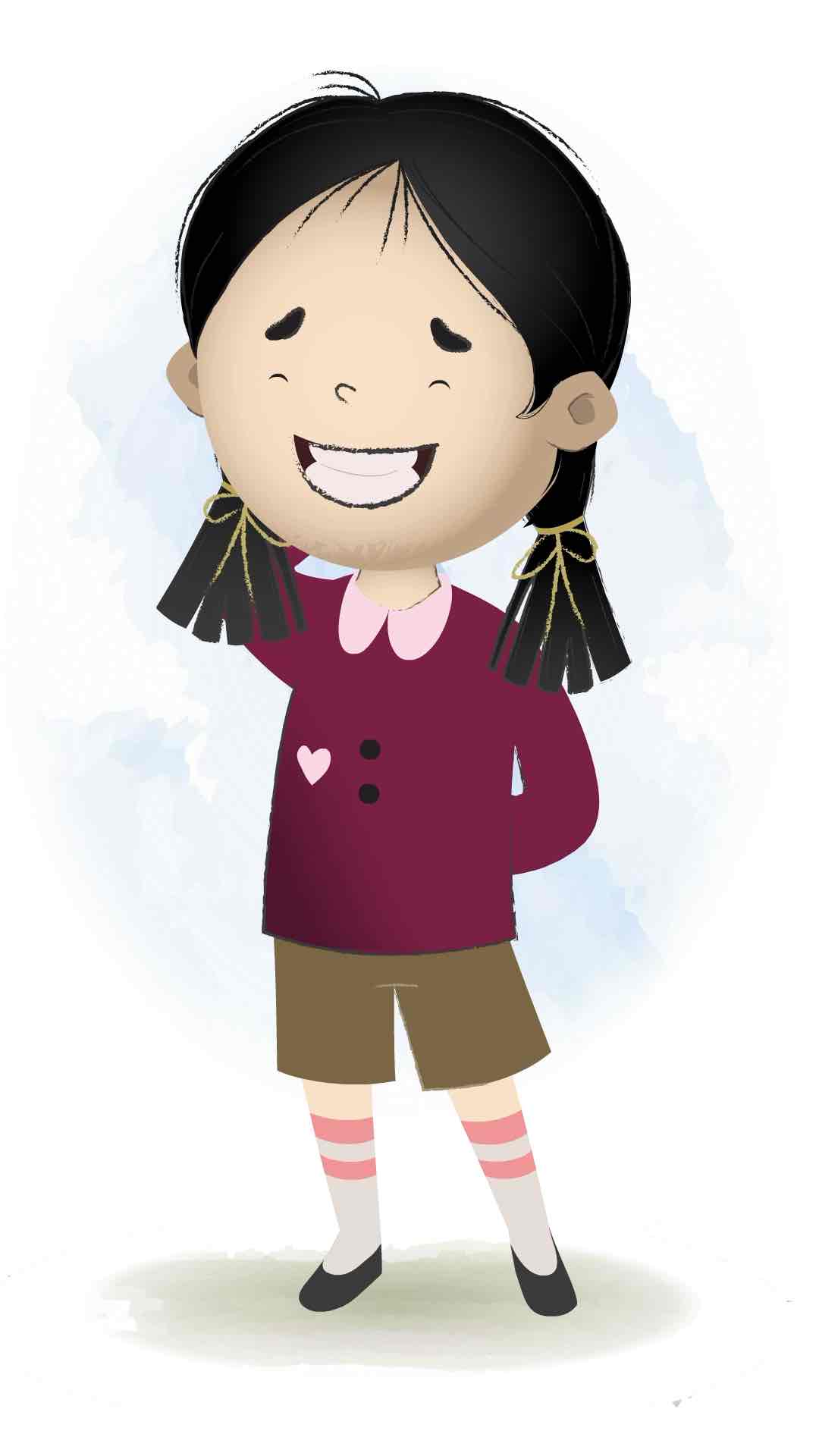 A nervous school girl animated cartoon character aka chiku