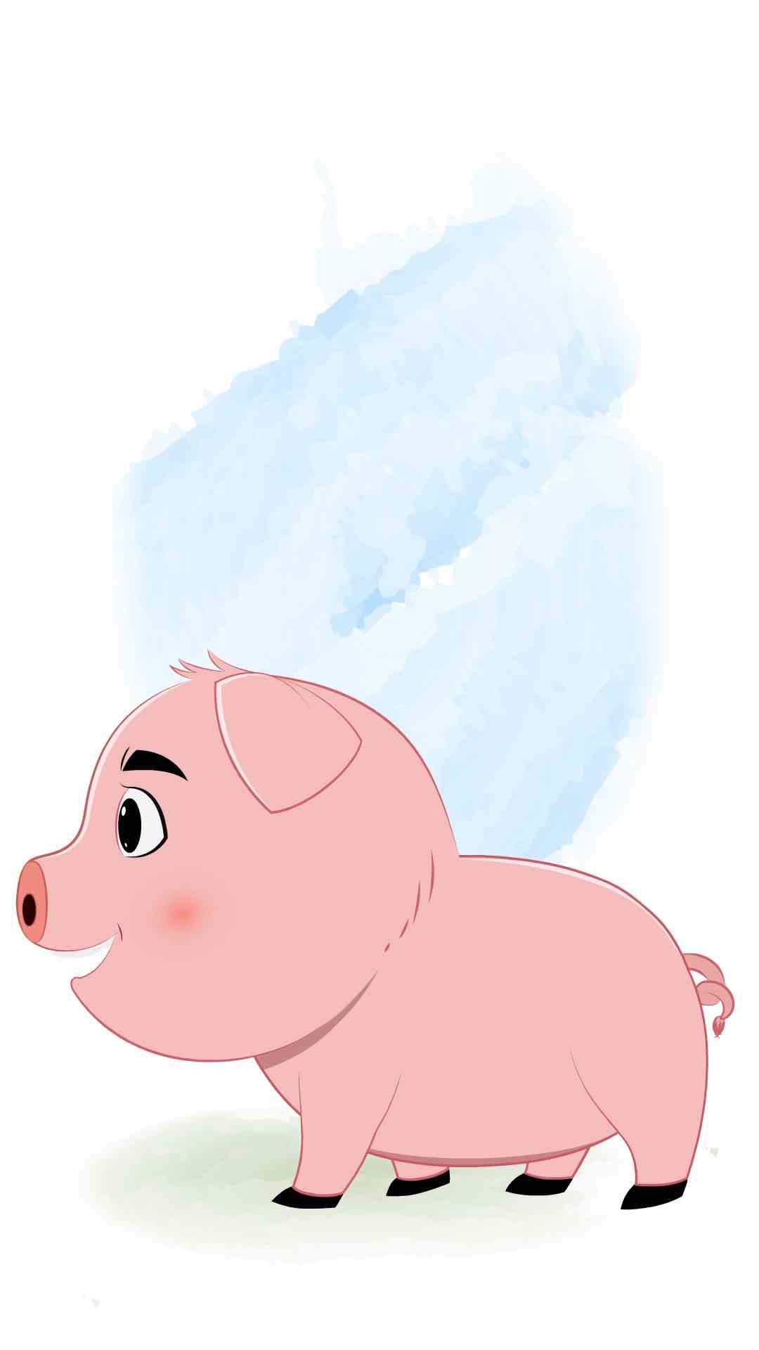 A cute pig walking side view animated cartoon character aka lilu the pig