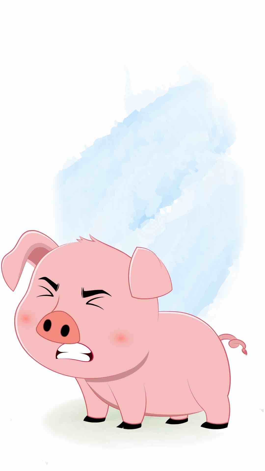 An angry cute pig animated cartoon character aka lilu the pig