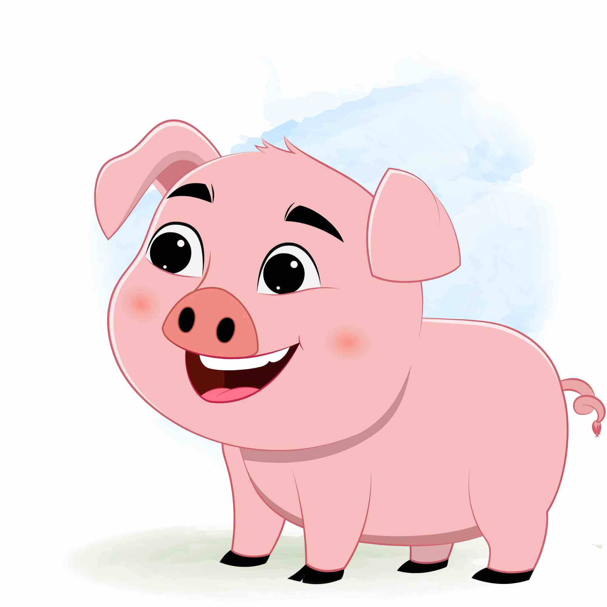 A cute pig talking animated cartoon character aka lilu the pig