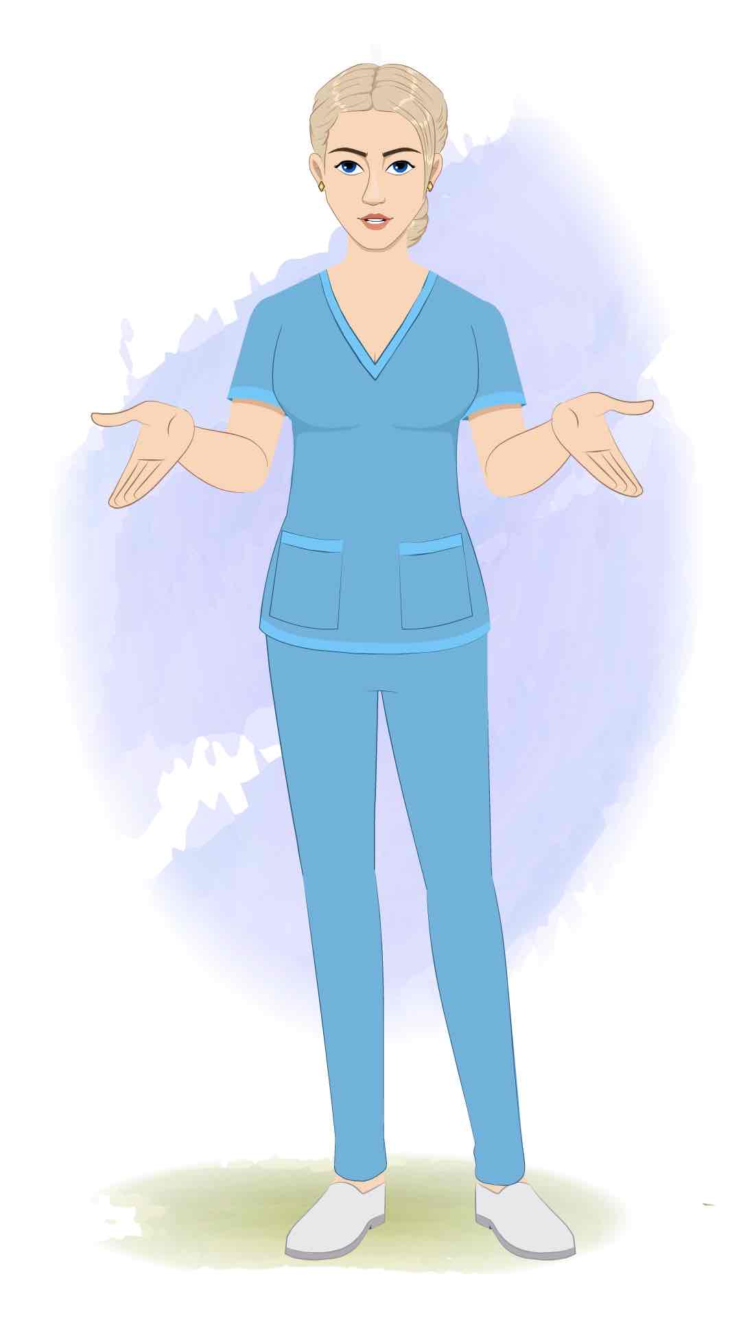 A beautiful female nurse talking animated cartoon character aka amy