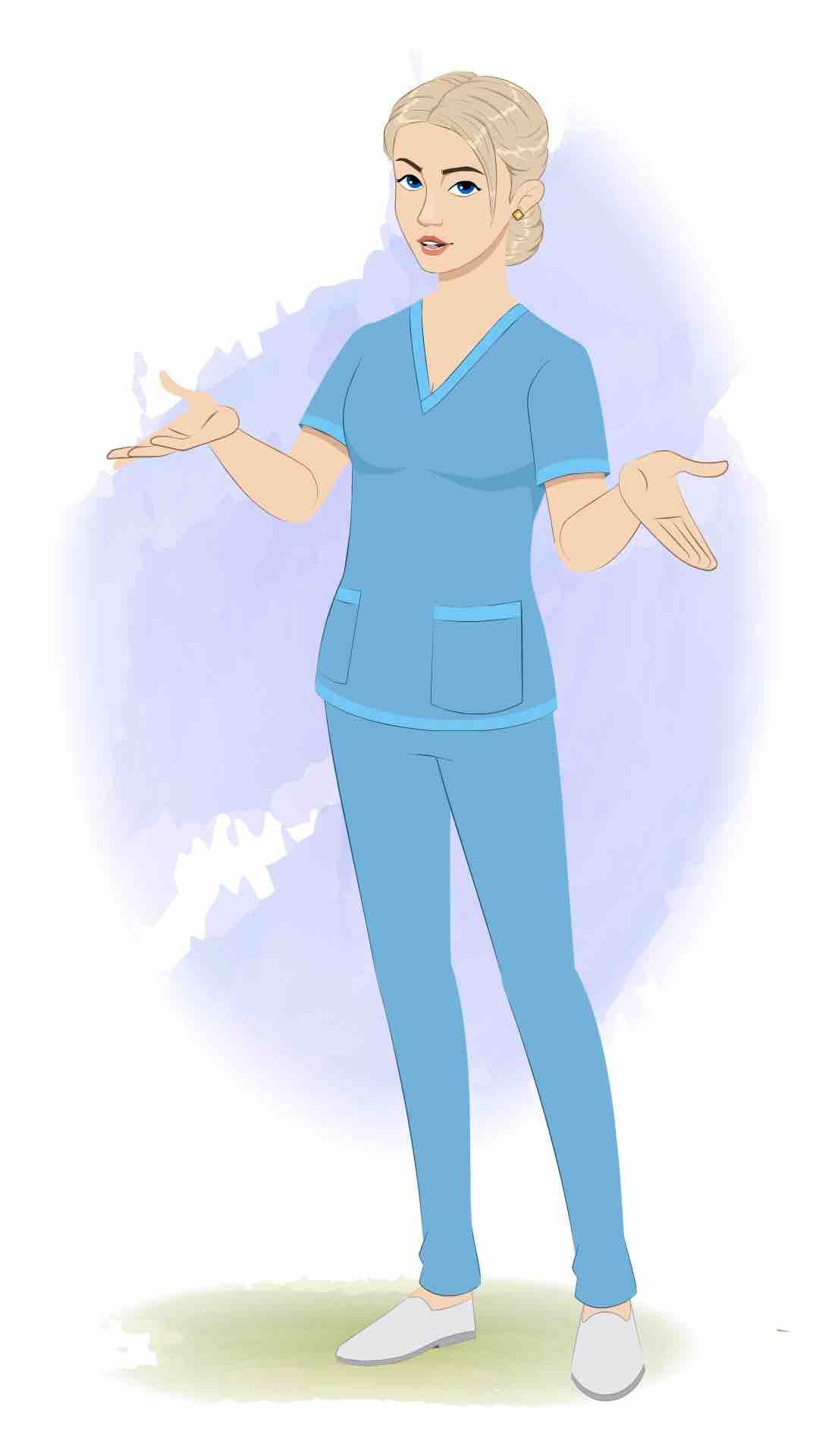 A beautiful female nurse talking animated cartoon character aka amy