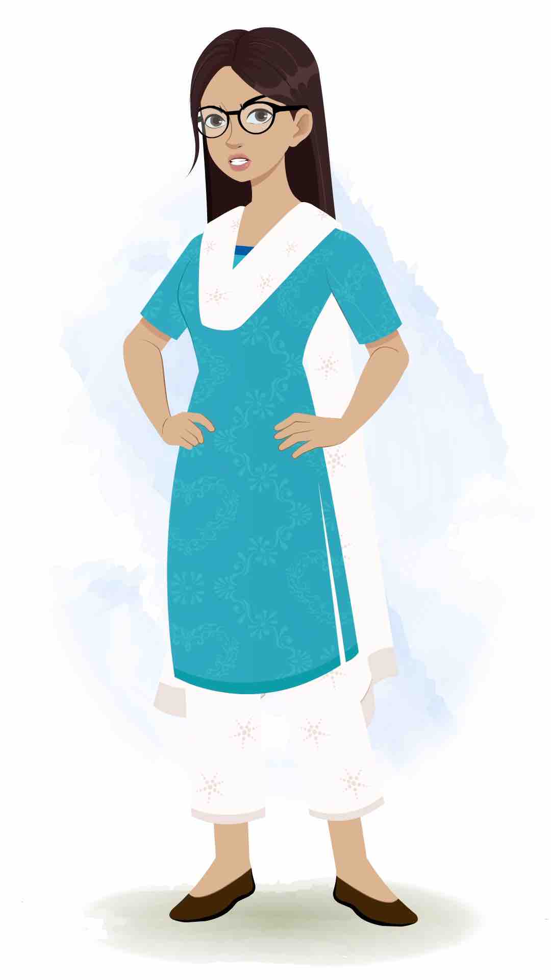 An angry Indian female teacher animated cartoon character aka miss lata