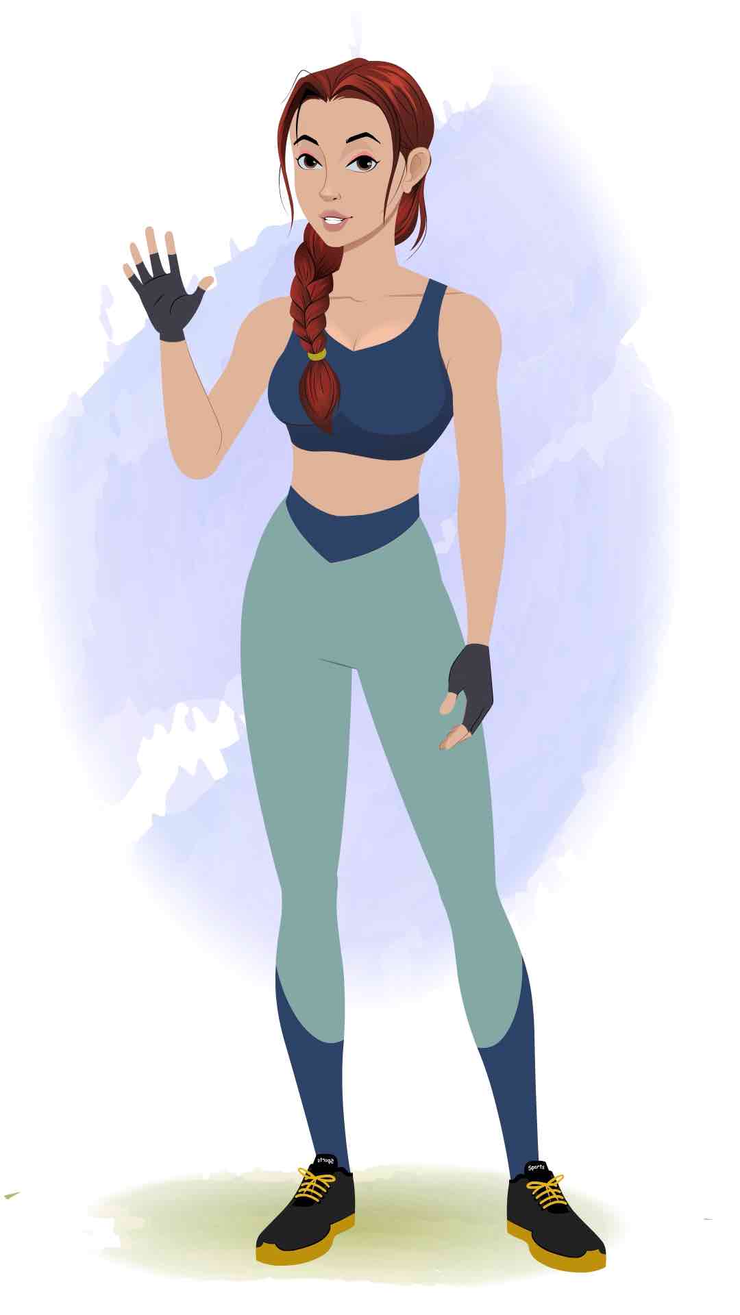 A workout female talking animated cartoon character aka olivia