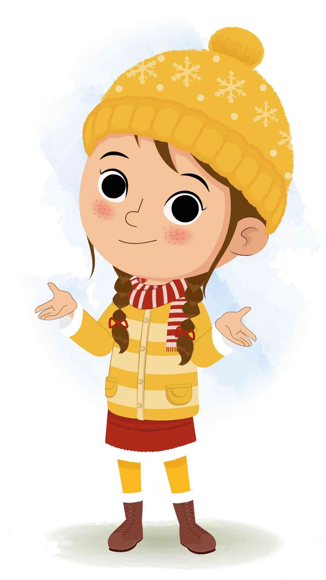 A cute girl in winter clothes talking animated cartoon character aka nancy