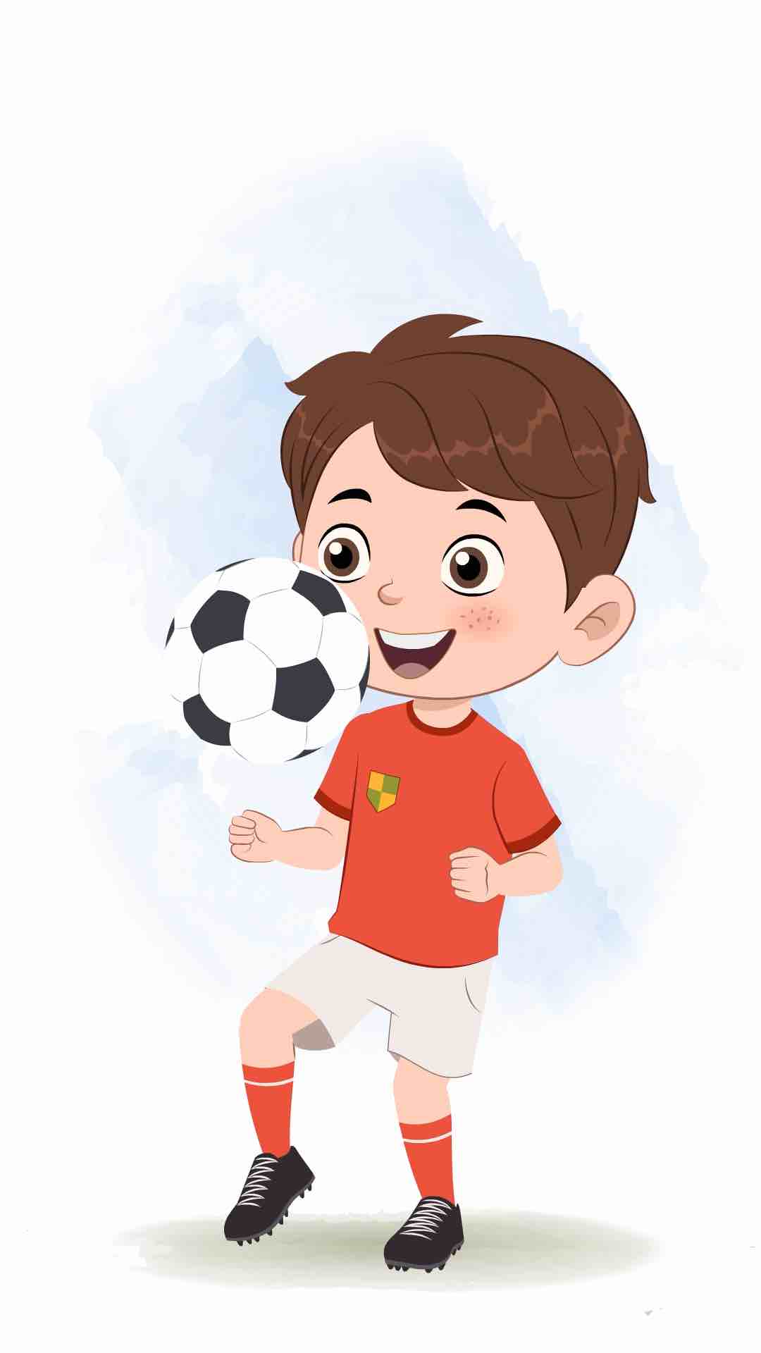 A cute sport boy playing football animated cartoon character aka sai