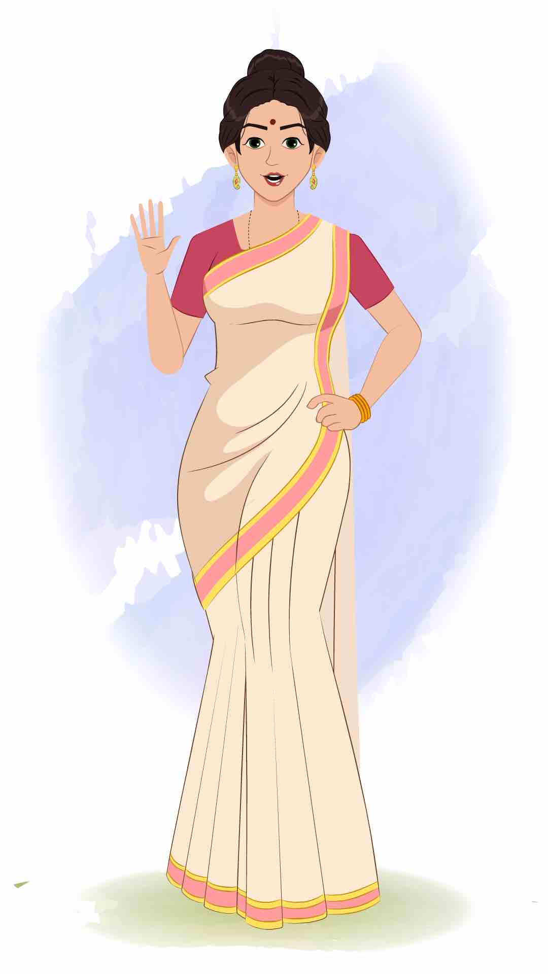 A beautiful Indian woman saying hello animated cartoon character aka shristi