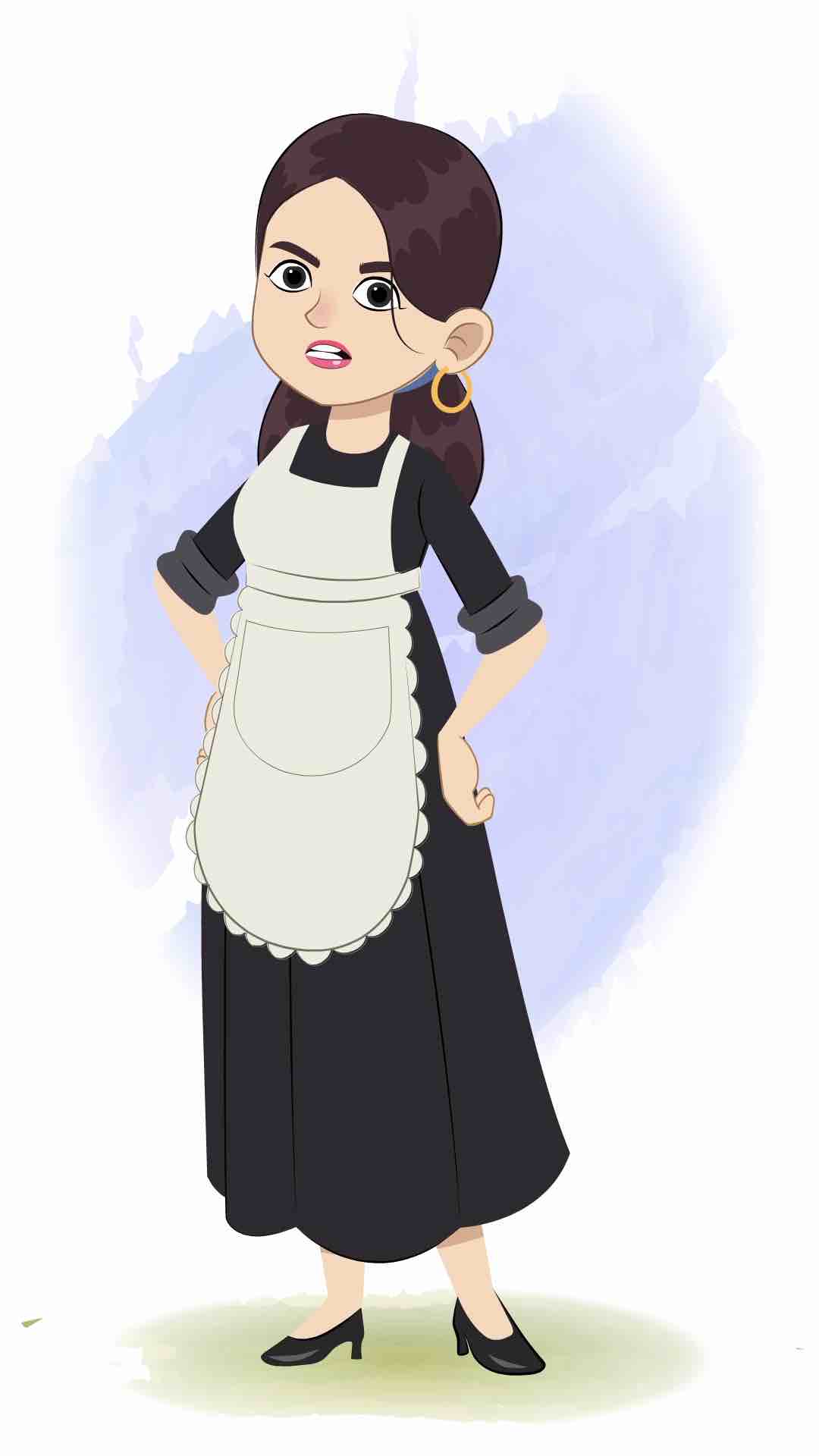 An angry housekeeper animated cartoon character aka avni