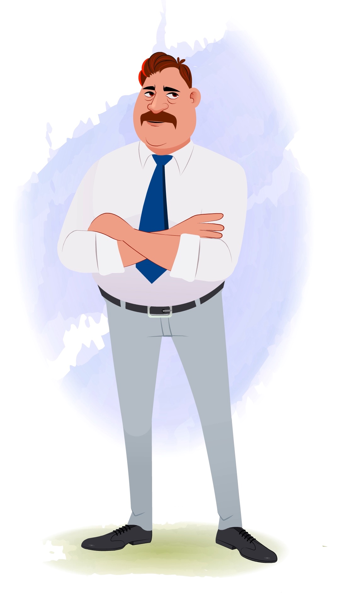 An annoyed Indian business man animated cartoon character aka Mr. Parker