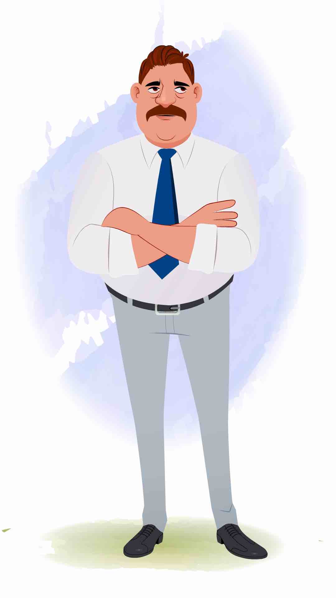 An annoyed Indian business man animated cartoon character aka Mr. Parker