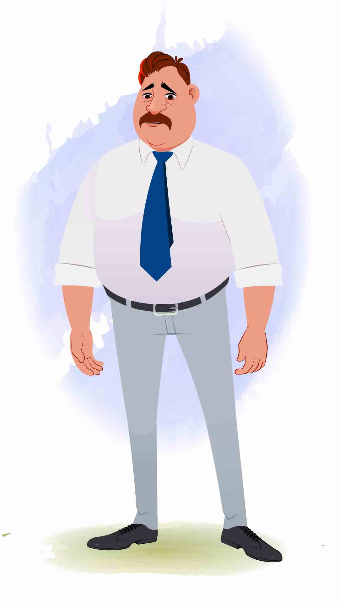 An Indian sad business man animated cartoon character aka Mr. Parker