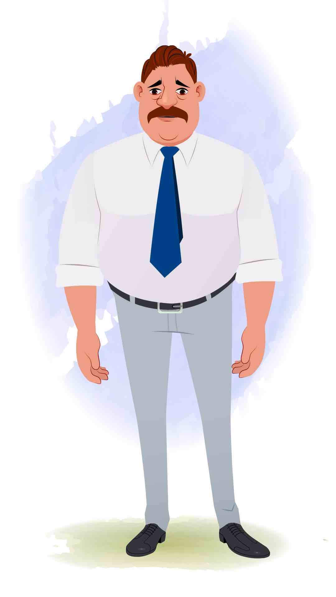 An Indian business man sad animated cartoon character aka Mr. Parker