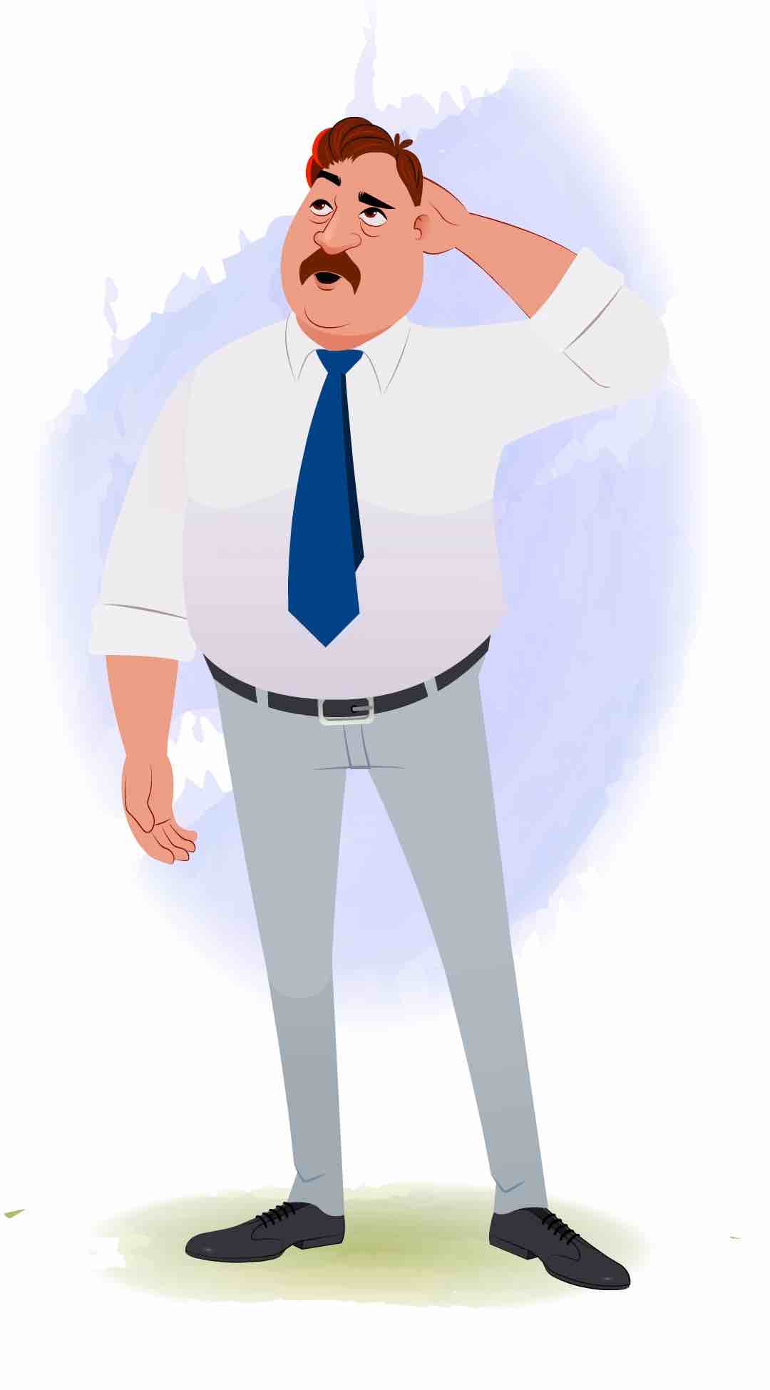 A confused Indian business man animated cartoon character aka Mr. Parker