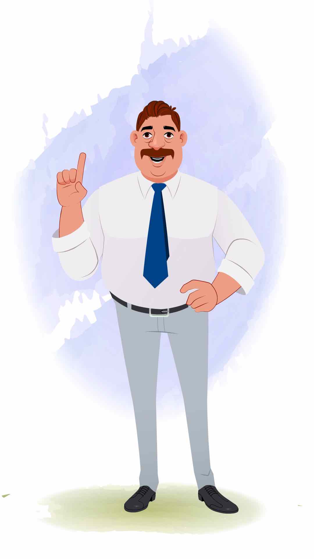 An Indian business man talking animated cartoon character aka Mr. Parker