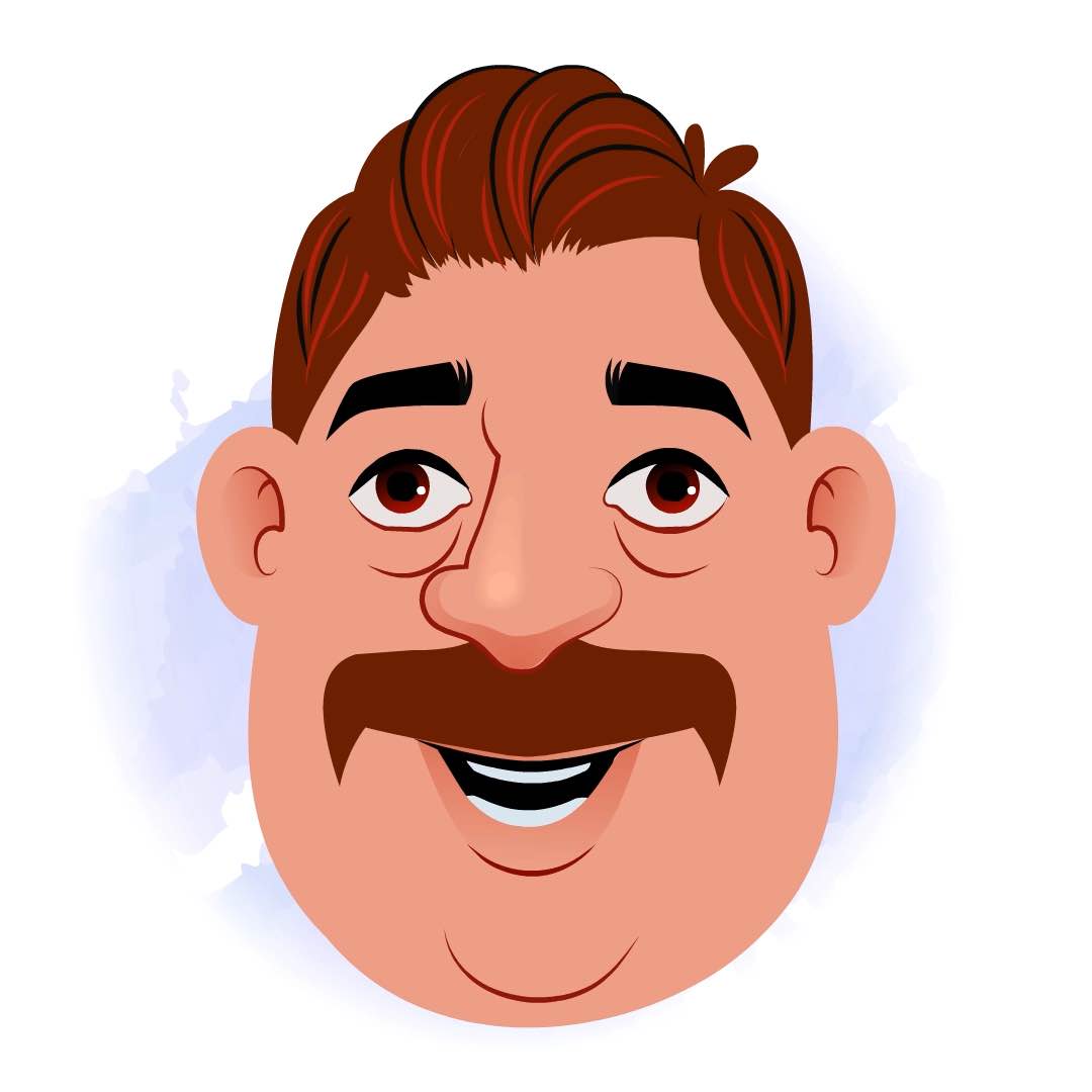 An Indian business man animated cartoon face with different facial expressions aka Mr. Parker