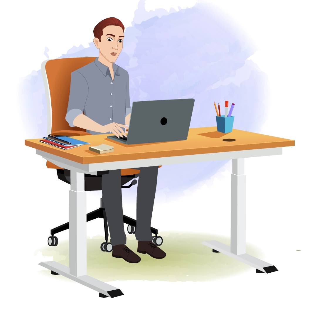 An office Man animated cartoon character working on a computer aka Yuvi