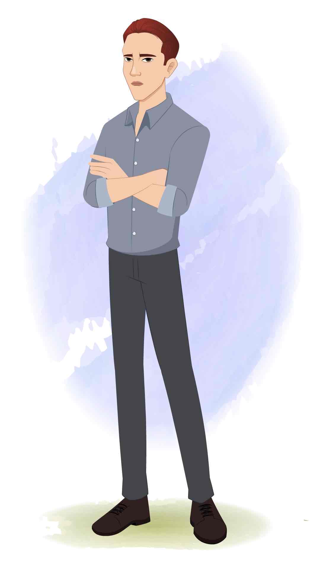 An annoyed Office Man animated cartoon character aka Yuvi