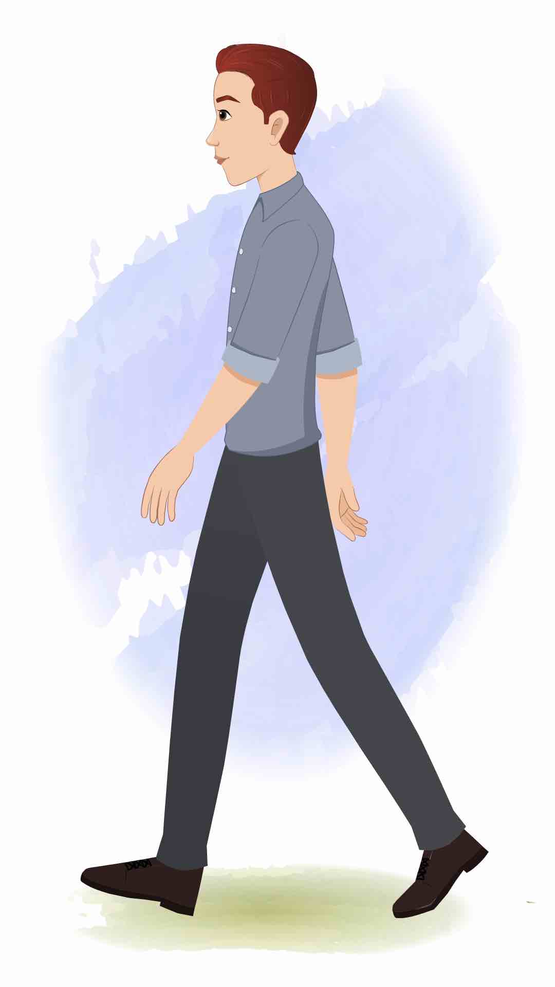 An office Man walking side view animated cartoon character aka Yuvi